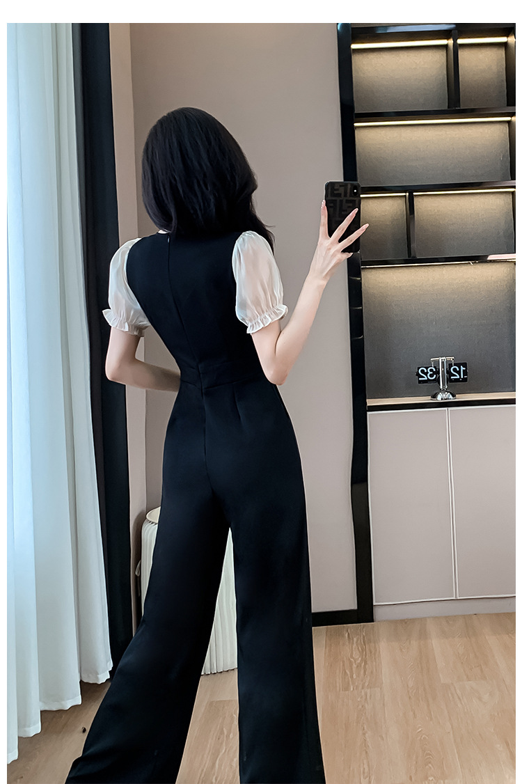 パンツセットアップ 優美スクエアネックワイドパンツセット