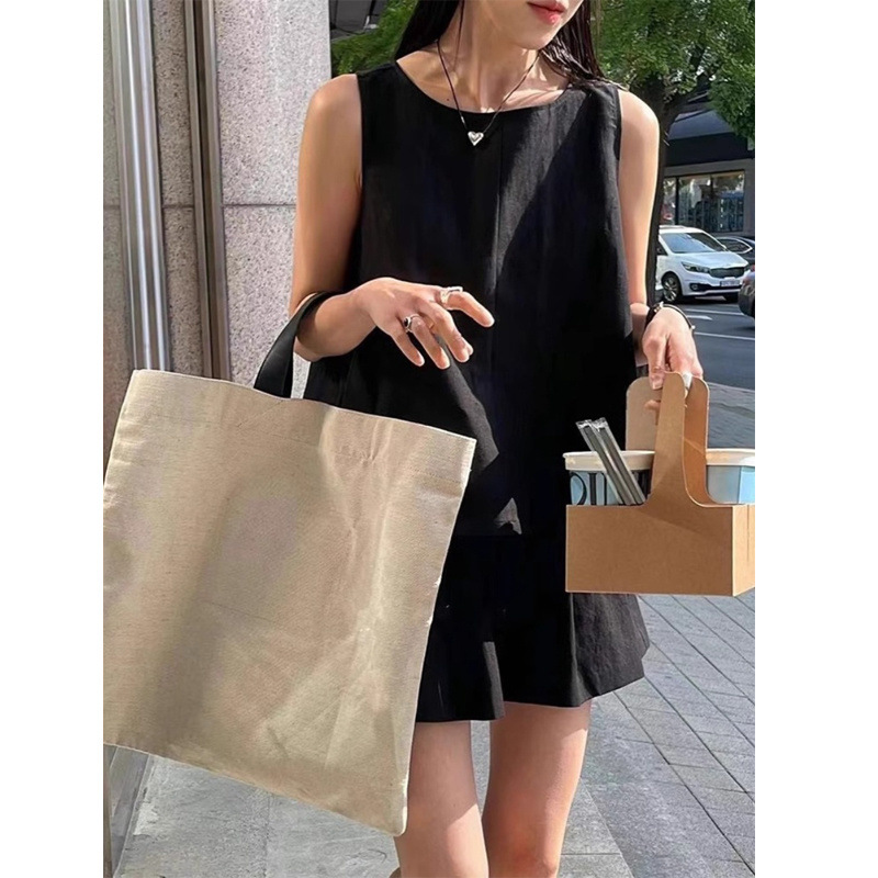 パンツセットアップ 麻混タンクトップショート上下セット