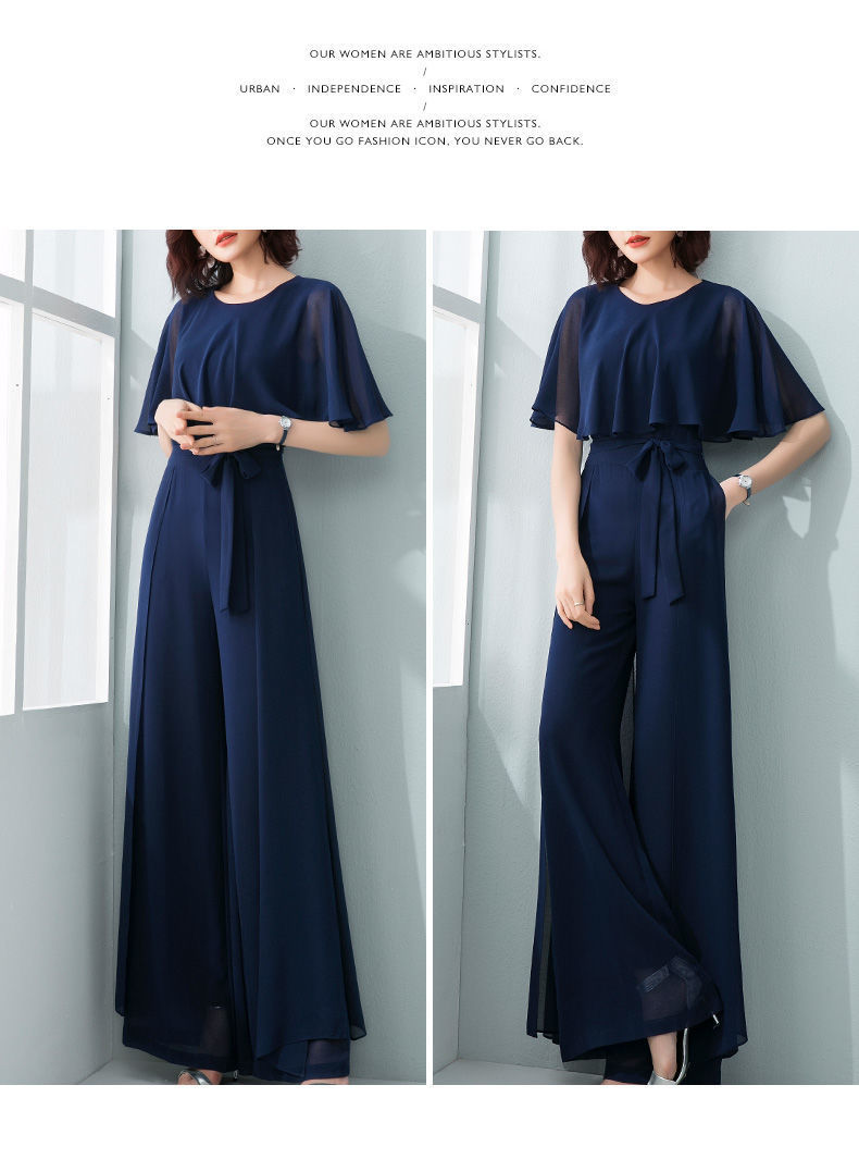 パンツセットアップ シフォン重ね華麗パンツセットアップ