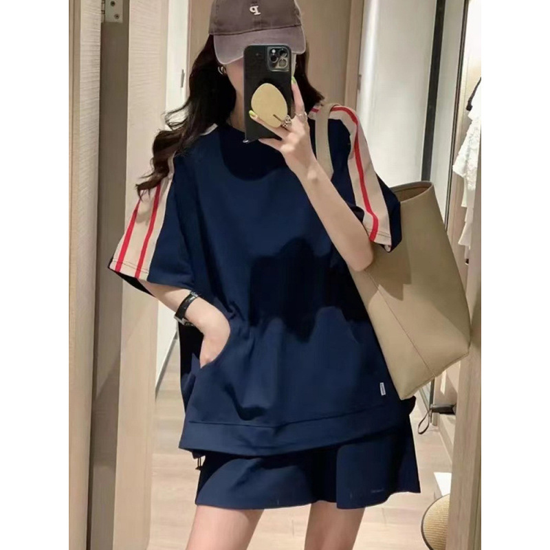 パンツセットアップ ラインデザイン サイドポケット ショートセット