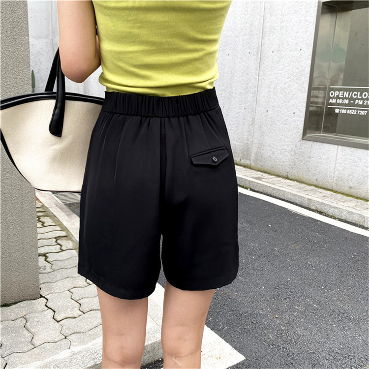 パンツセットアップ 上品シルエット タックショートパンツ