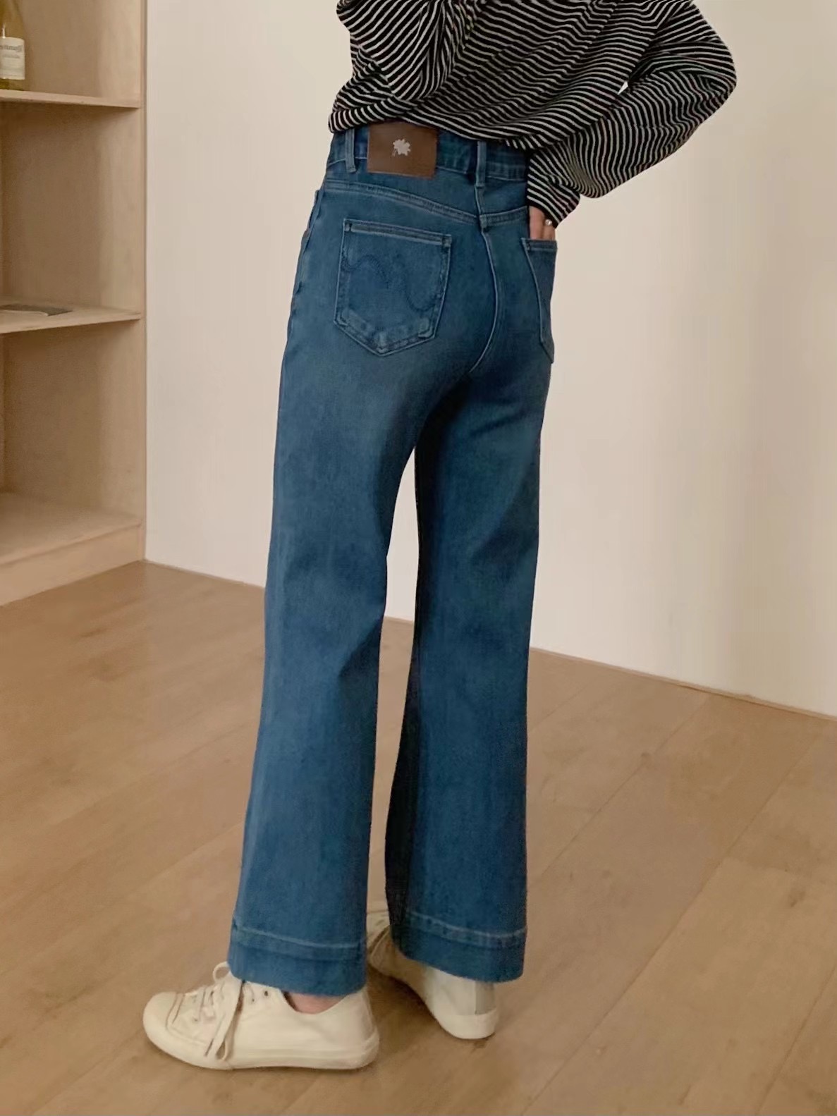パンツセットアップ ハイウエストワイドデニムパンツ
