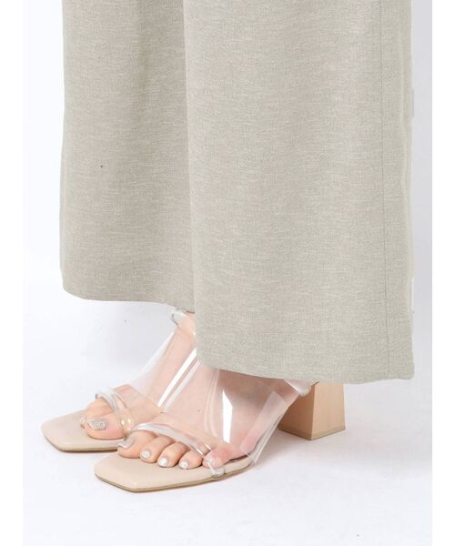 パンツセットアップ リボン付きハイウエストワイドパンツ