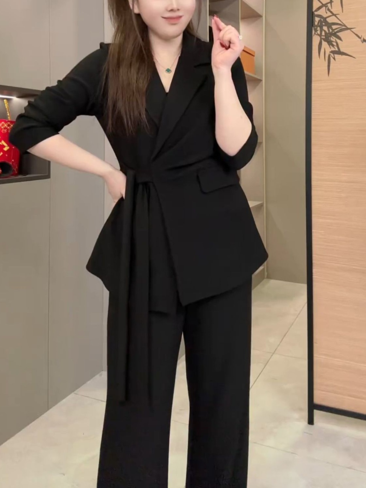 パンツセットアップ フォーマル 優美な結び目ジャケットパンツセット