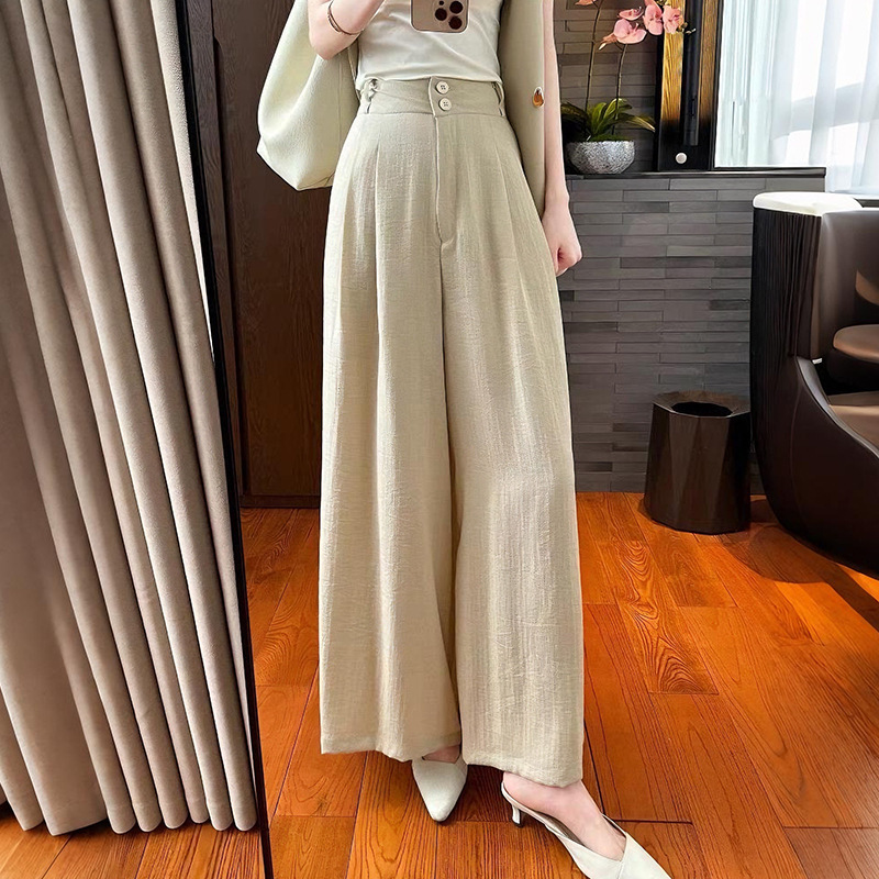 パンツセットアップ リネン風ワイドベストパンツセット
