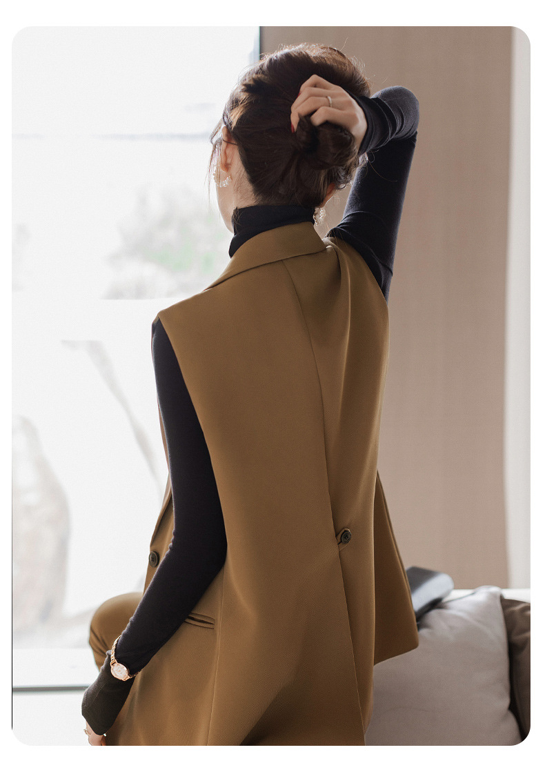 パンツセットアップ 洗練ベスト風ワイドパンツセット