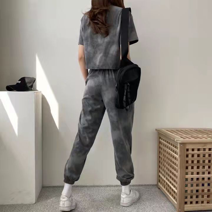パンツセットアップ もやもや染め風ワイドセットアップ