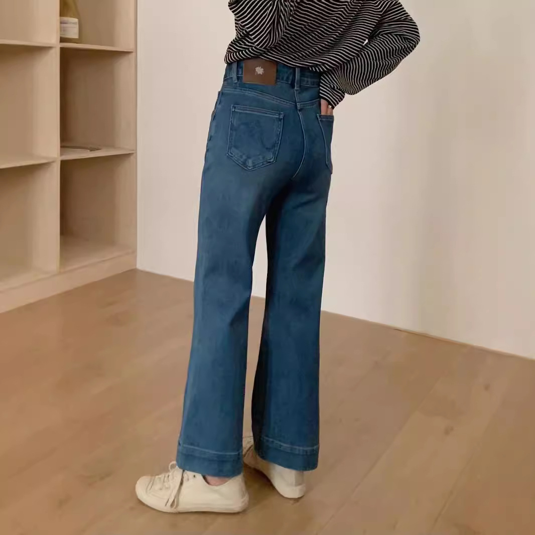 パンツセットアップ ハイウエストワイドデニムパンツ