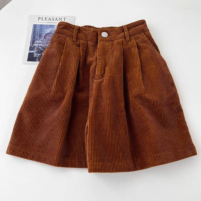 パンツセットアップ コーデュロイプリーツワイドショート