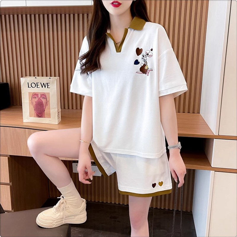 パンツセットアップ ショート キャラクター刺繍スキッパーパンツセット
