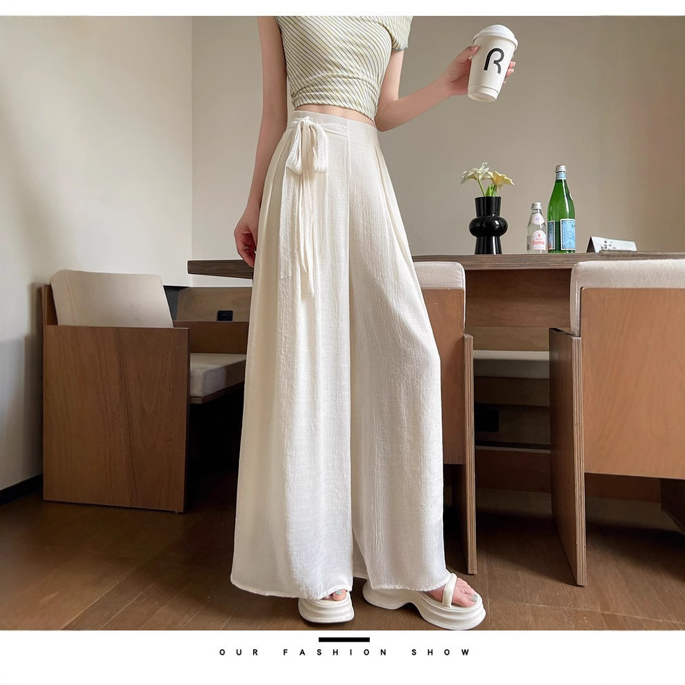 パンツセットアップ ライン入りドレープワイドパンツ