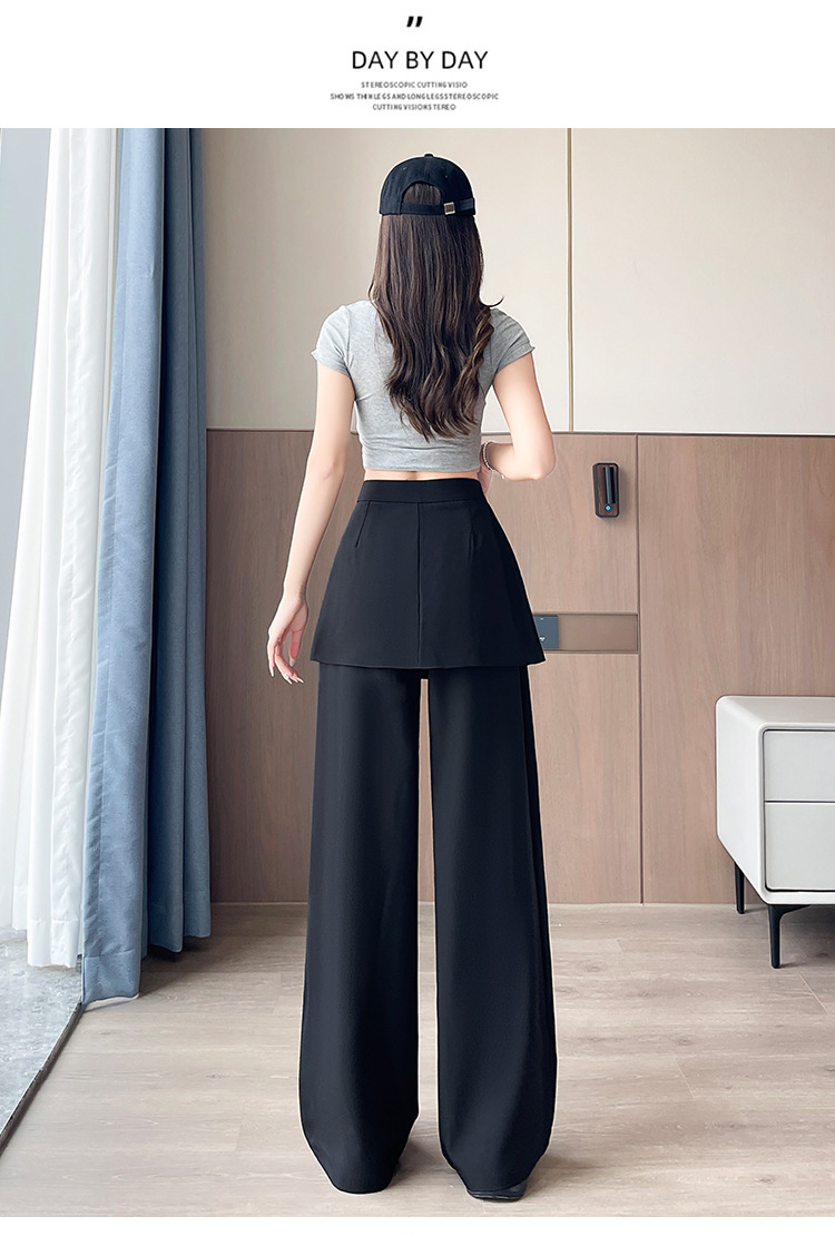 パンツセットアップ 重ね着風ラップデザインワイドパンツ