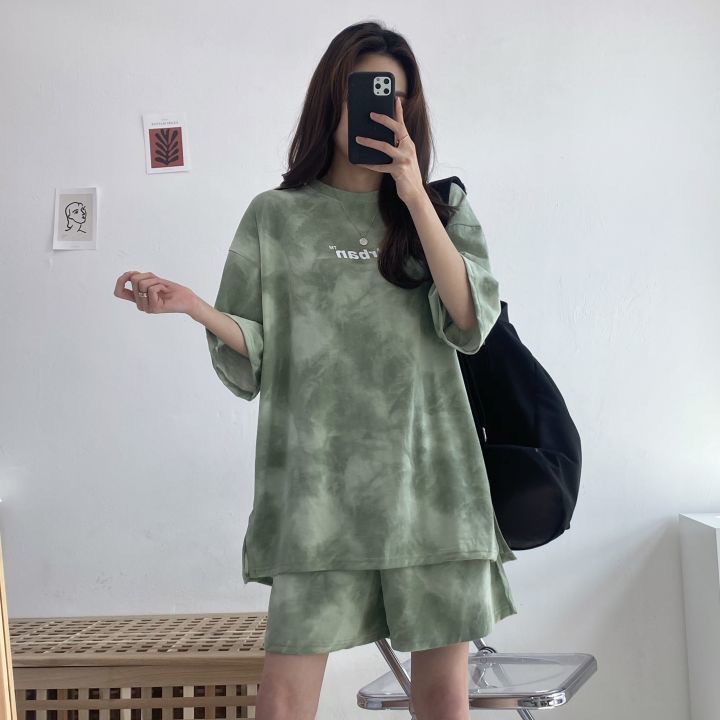 パンツセットアップ ムラ染め風ゆったりパンツセットアップ