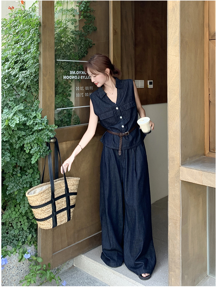 パンツセットアップ ノースリーブ リラックスワイドパンツセット