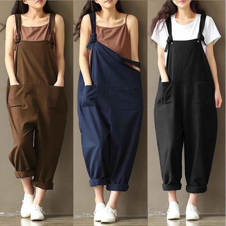 パンツセットアップ カジュアルサロペットワイドパンツ
