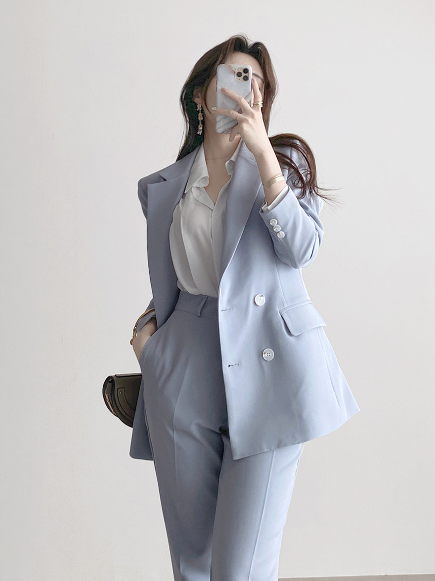 パンツセットアップ しなやか優美ダブルジャケットセット