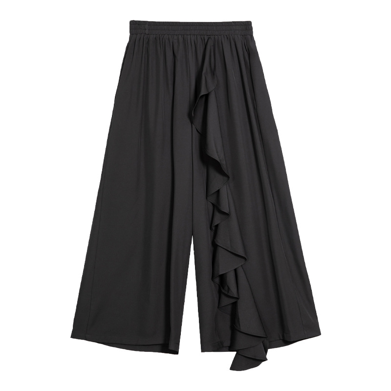 パンツセットアップ フリル装飾アシンメトリーワイドパンツ
