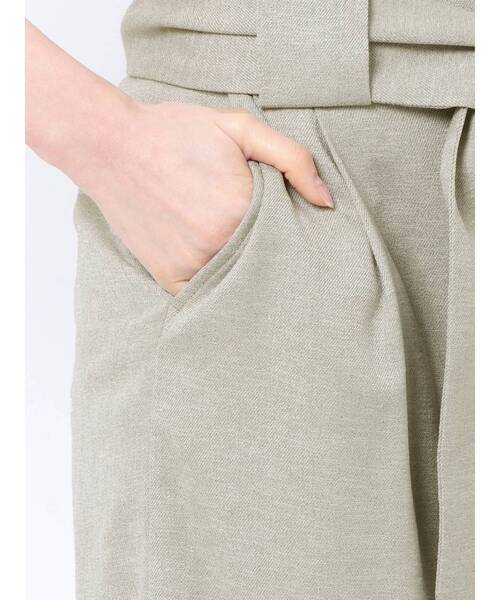 パンツセットアップ リボン付きハイウエストワイドパンツ