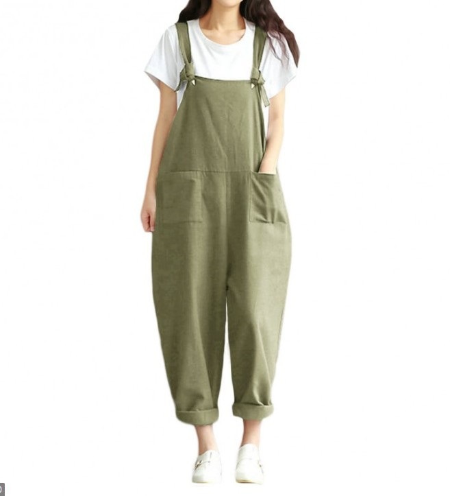 パンツセットアップ カジュアルサロペットワイドパンツ