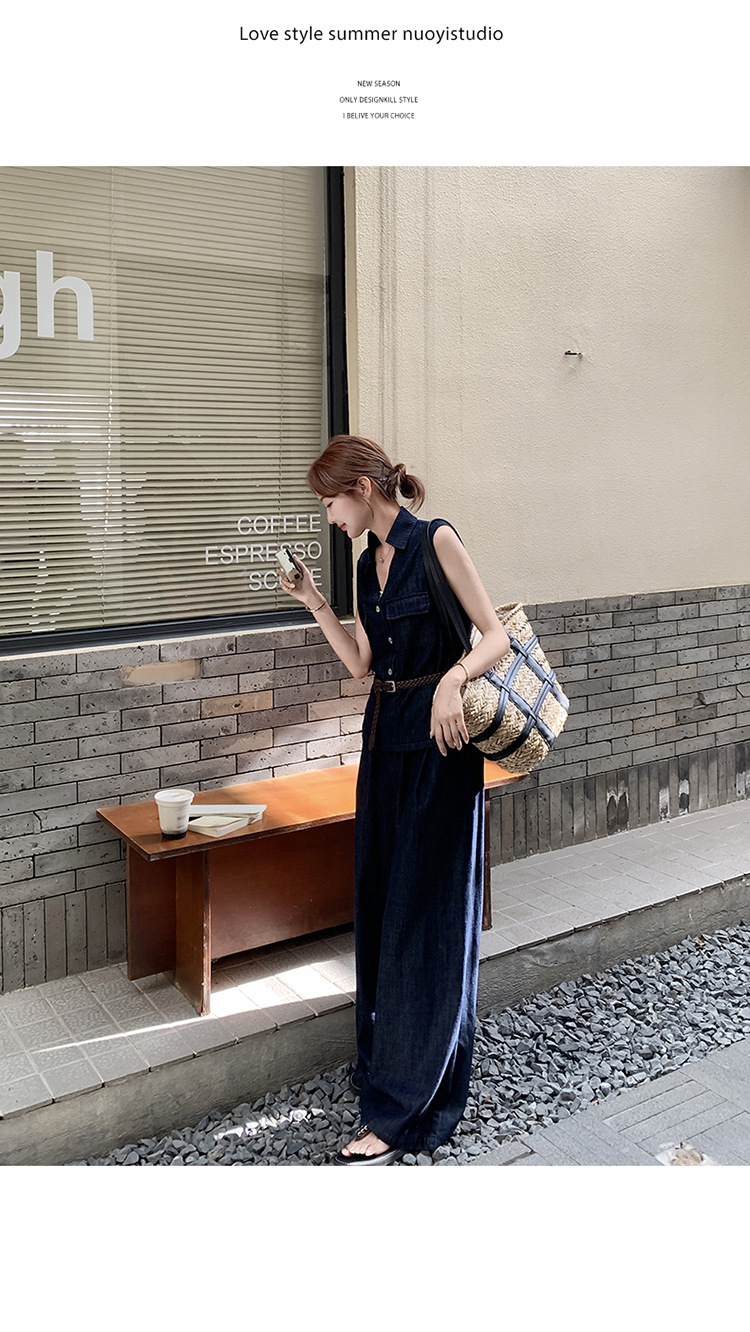 パンツセットアップ ノースリーブ リラックスワイドパンツセット