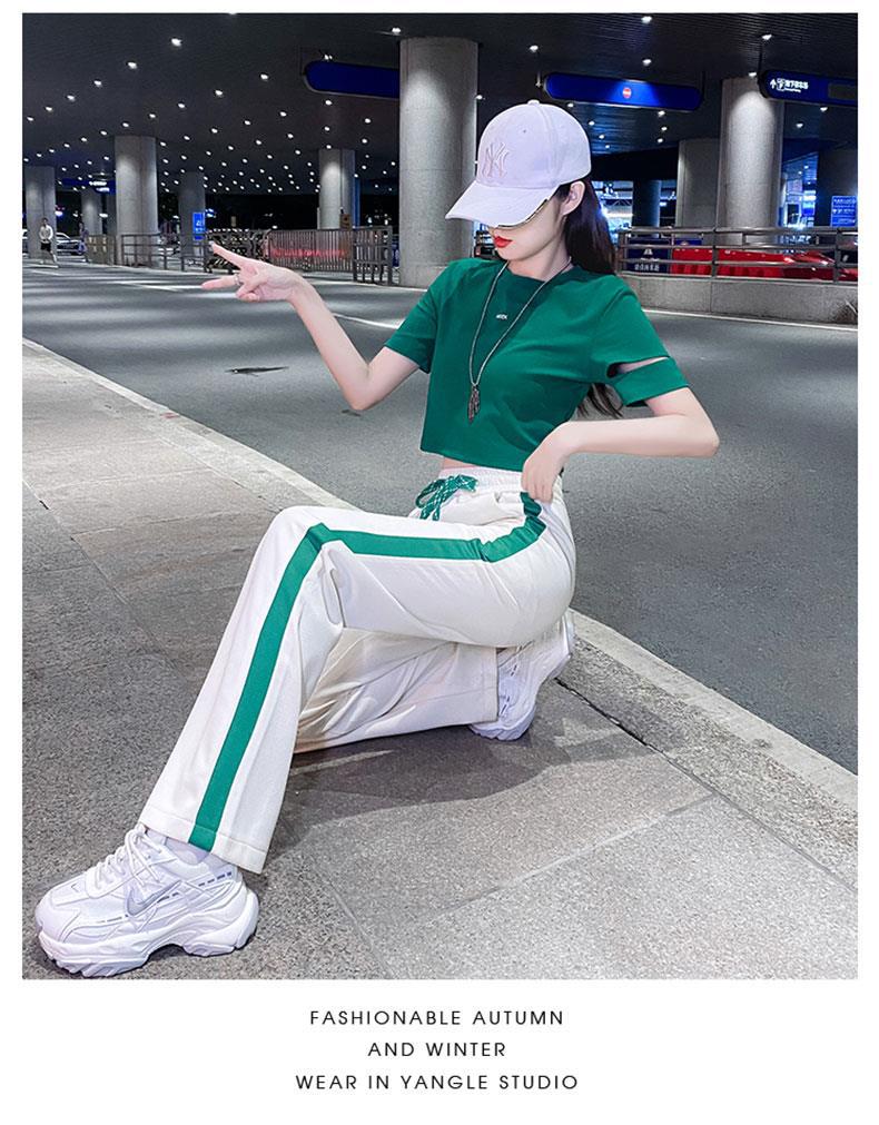 パンツセットアップ スポーティラインワイドパンツセット