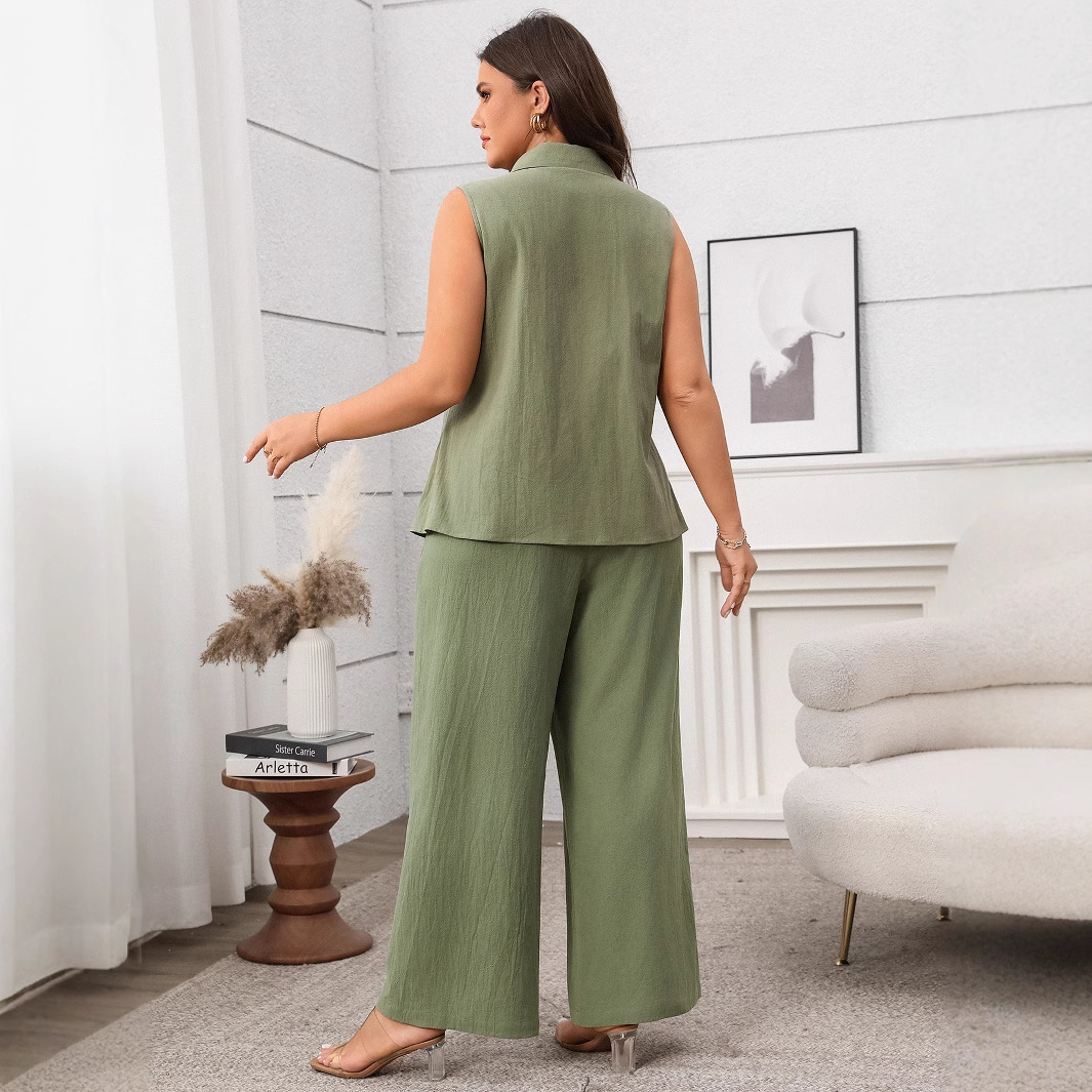 パンツセットアップ ノースリーブ ワイドパンツセットアップ