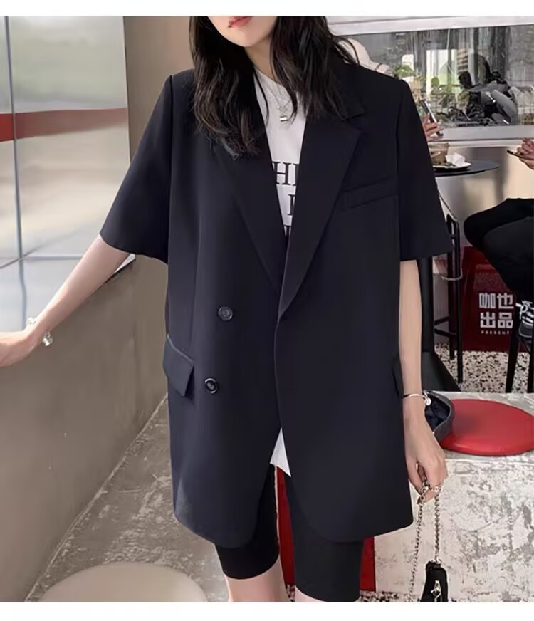 パンツセットアップ 五分袖ゆったりジャケットショートパンツ