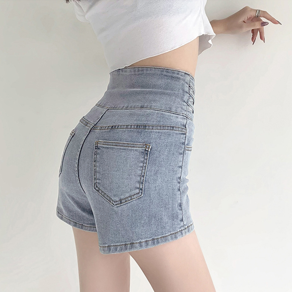 パンツセットアップ ハイウエスト デニム ショートパンツ レディース 美脚