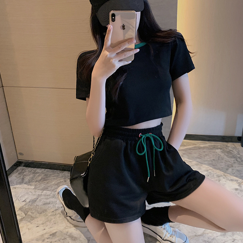 パンツセットアップ ウエストリボン ショート丈セットアップ
