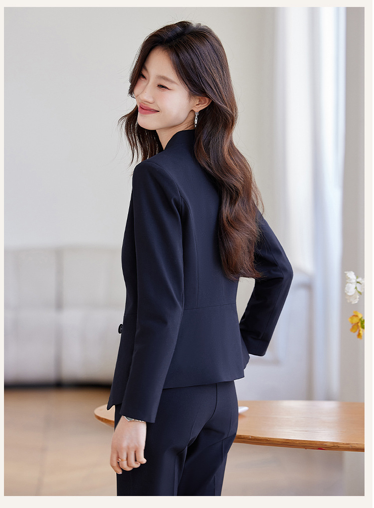 パンツセットアップ 優美な立ち襟パンツセットアップ