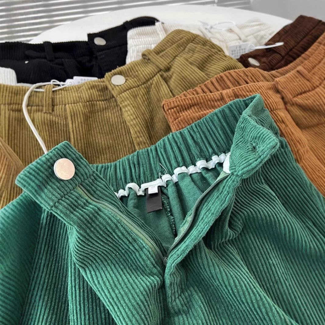 パンツセットアップ コーデュロイプリーツワイドショート
