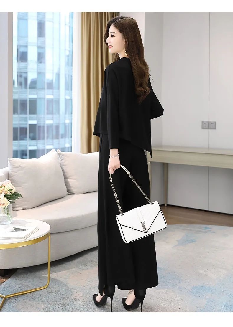パンツセットアップ 上品ゆったりツーピースワイドパンツ