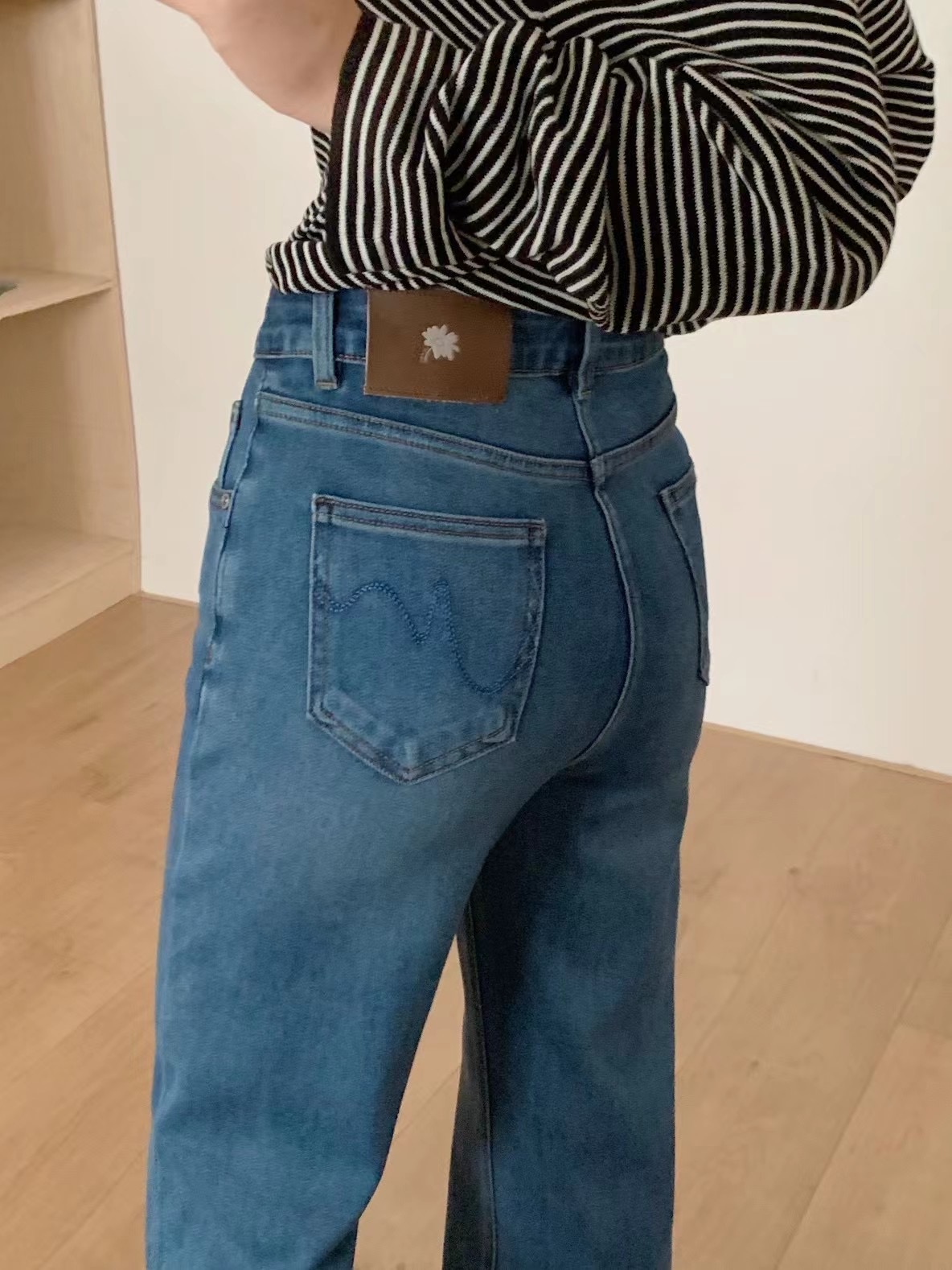 パンツセットアップ ハイウエストワイドデニムパンツ