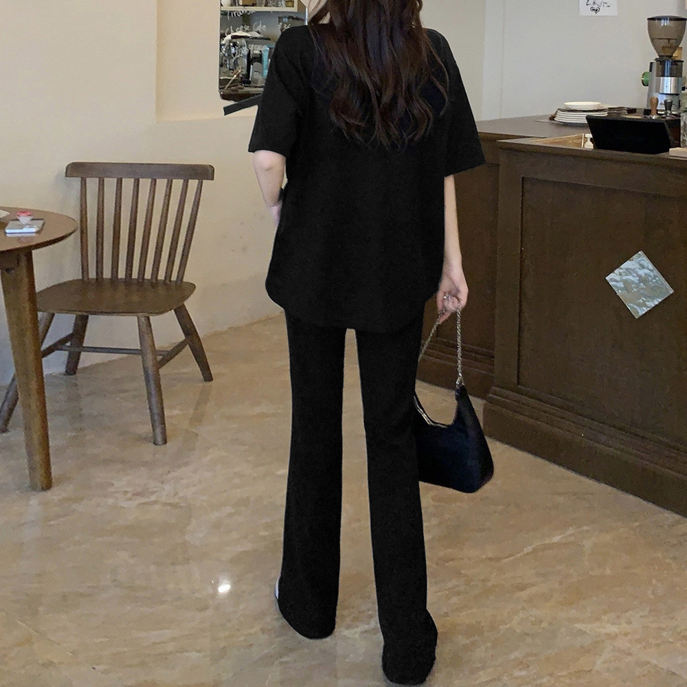 夏服 体型カバー ワイドパンツセットアップ レディース