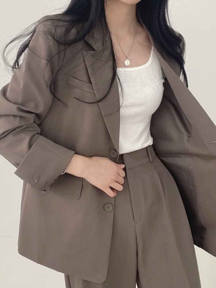 パンツセットアップ 洗練ゆったりジャケットパンツセット
