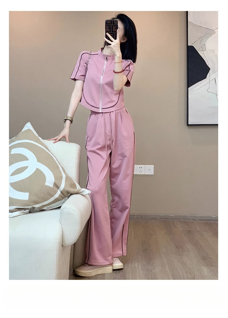 パンツセットアップ パイピングデザイン上品セットアップ