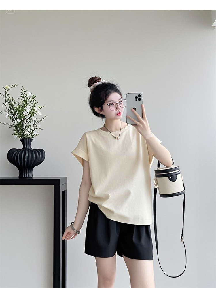 パンツセットアップ シンプル上品ショートセットアップ
