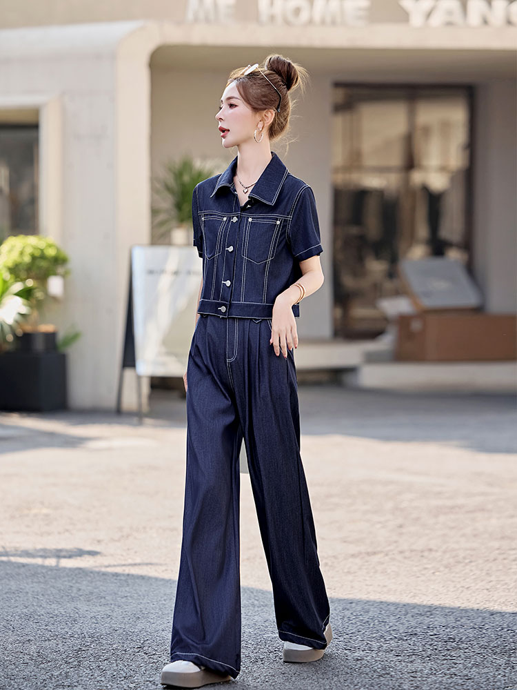 パンツセットアップ ワイド クロップド丈ジャケット ワイドパンツセット