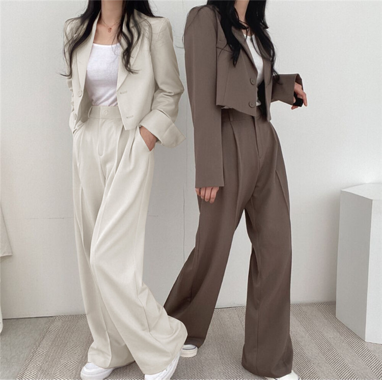 パンツセットアップ 上品シルエット ワイドパンツセット