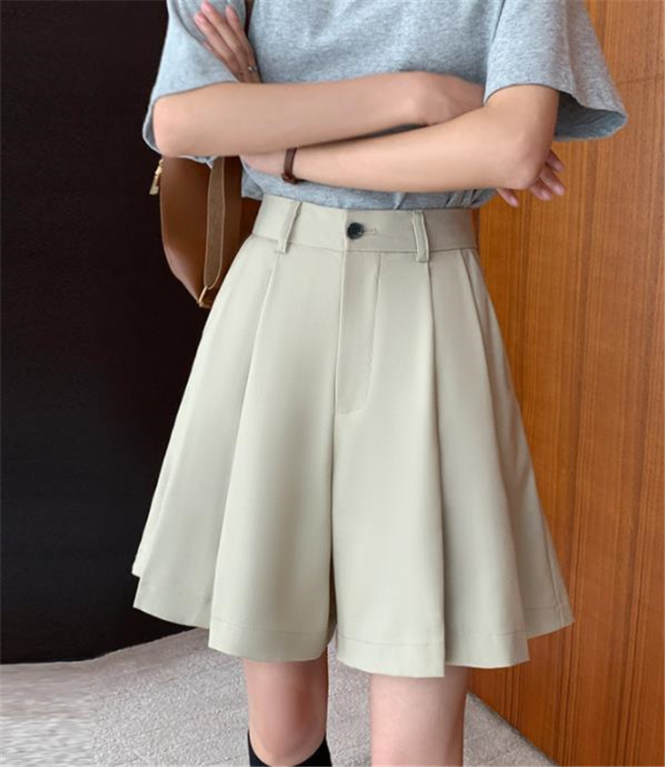 パンツセットアップ ハイウエストワイドショートパンツ ゆったり五分丈