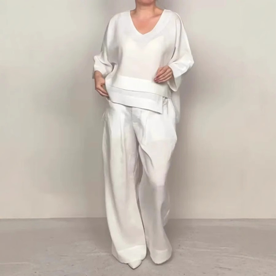 パンツセットアップ 優雅なリラックスワイドセットアップ
