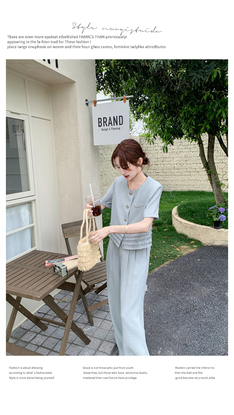 パンツセットアップ シャーリングポケット付きワイドセットアップ