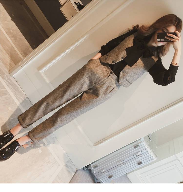 パンツセットアップ 優雅リボンベスト パンツスーツ