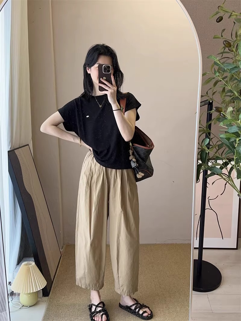 パンツセットアップ ゆったりシルエット天然素材バルーンパンツ