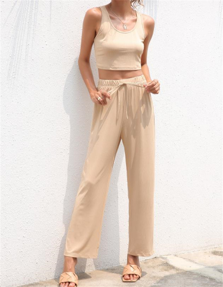 ゆったりワイドパンツセットアップ三点セット