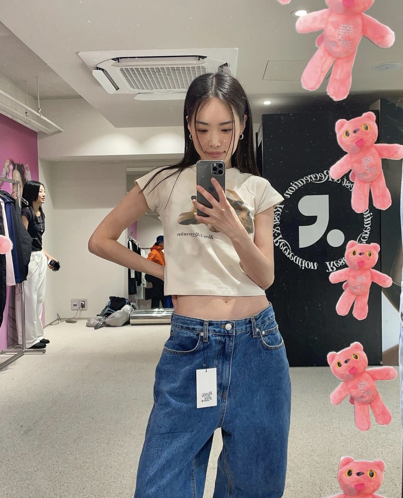 パンツセットアップ ロゴ入りデニムワイドセットアップ