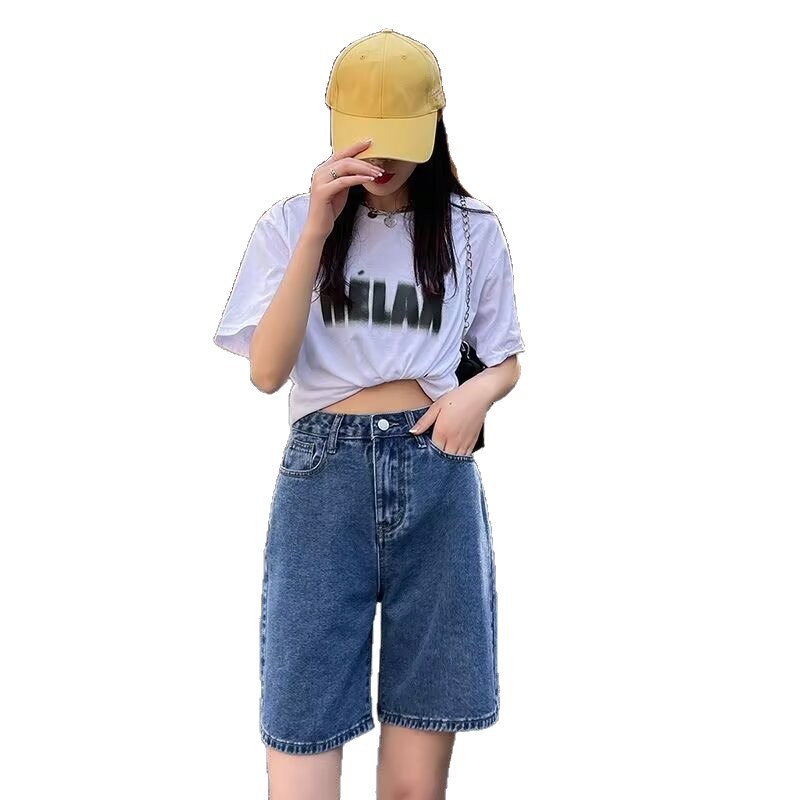 パンツセットアップ こなれ感デニムハーフパンツセットアップ