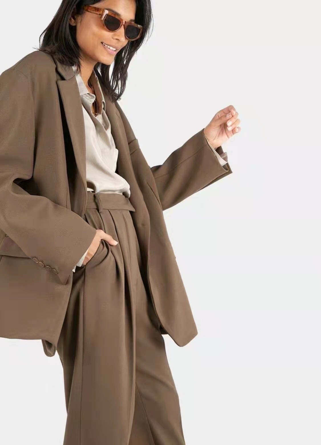 パンツセットアップ こなれ感ゆったりジャケットパンツセット