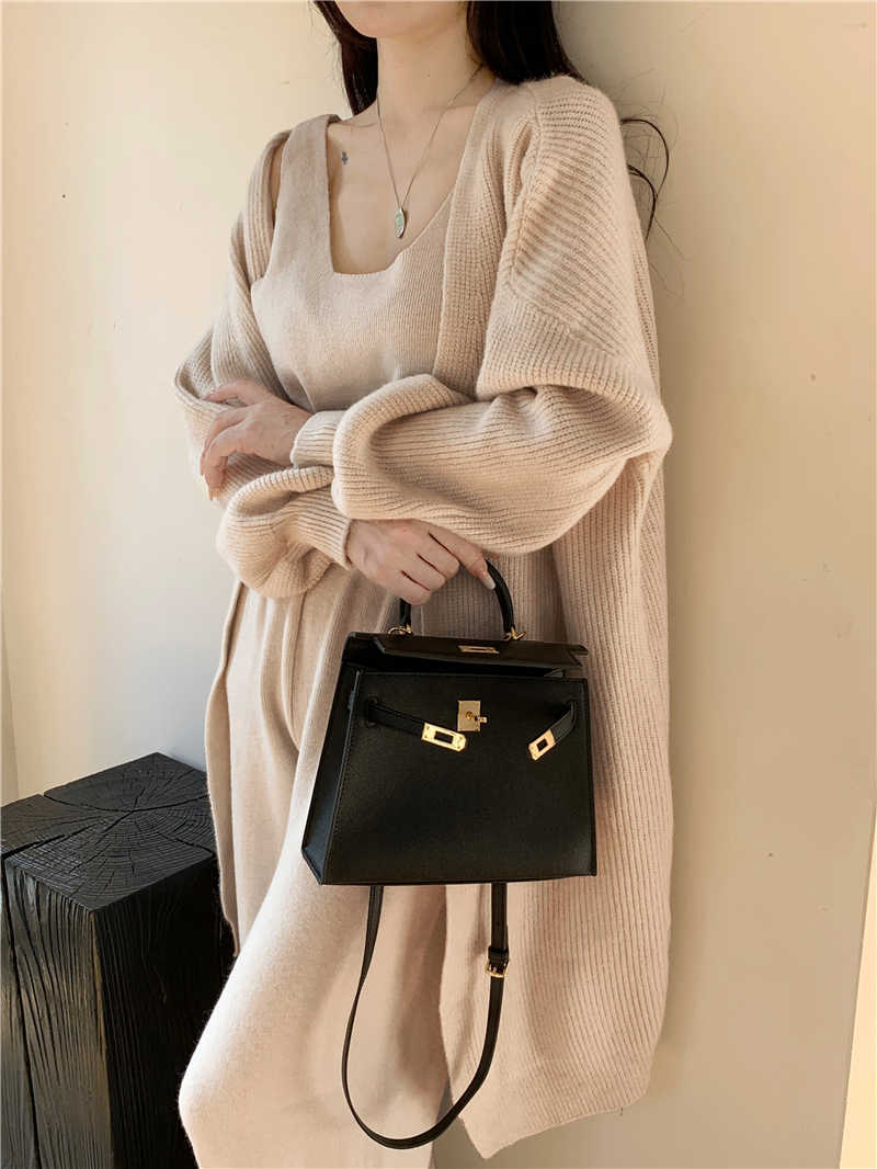 パンツセットアップ 秋冬新作 ニットカーディガン ワイドパンツ 三点セット