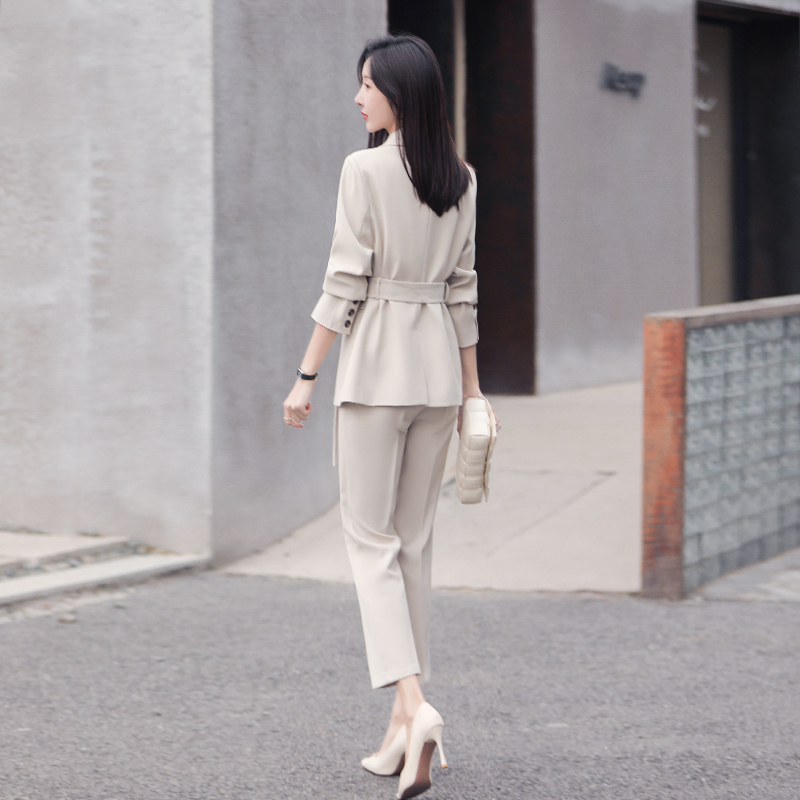 パンツセットアップ ダブルブレスト七分袖ジャケットパンツセットアップ